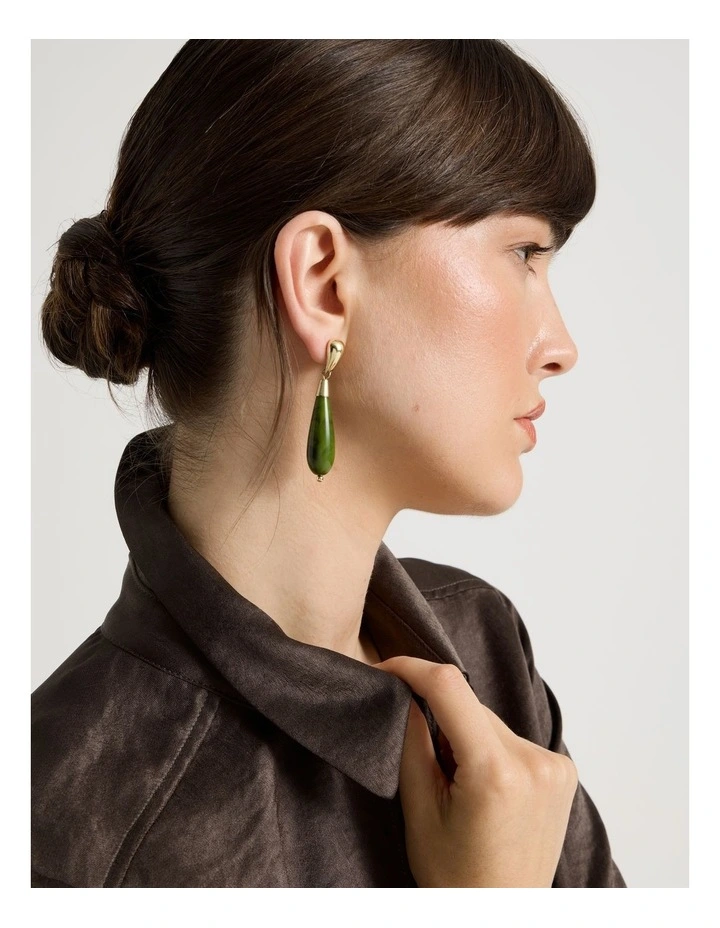 Forest Resin Drop Earrings in Green image 4