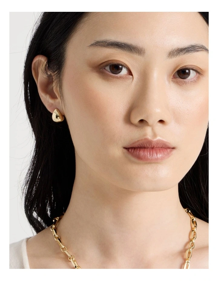 Teardrop Stud Earrings in Gold image 4