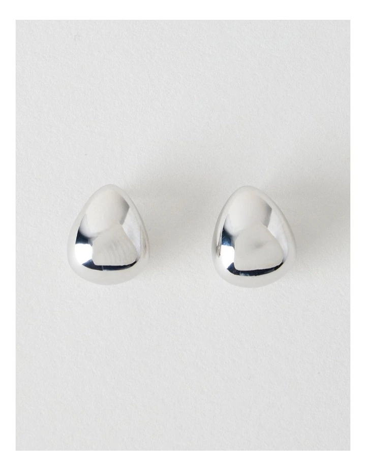 Teardrop Stud Earrings in Silver image 1