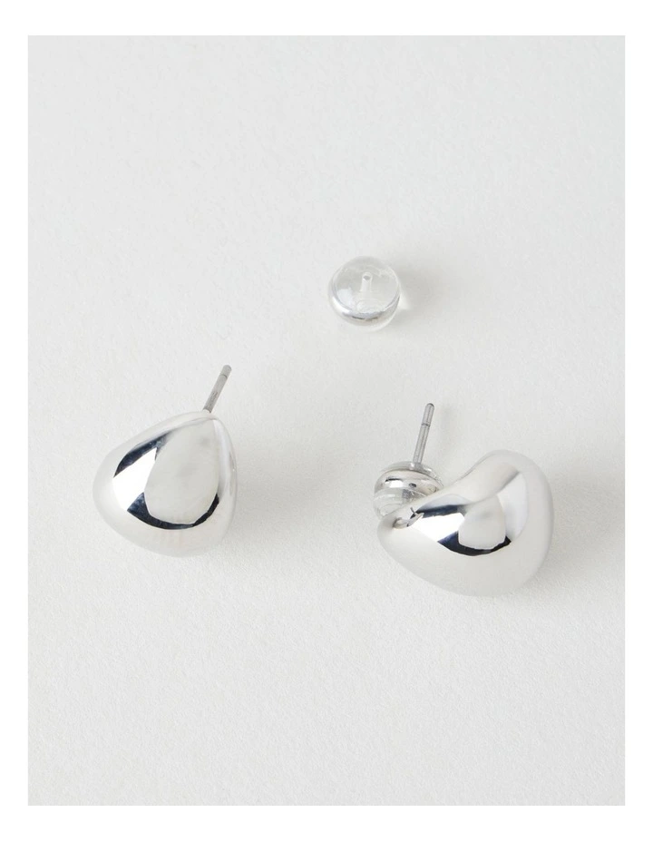 Teardrop Stud Earrings in Silver image 3