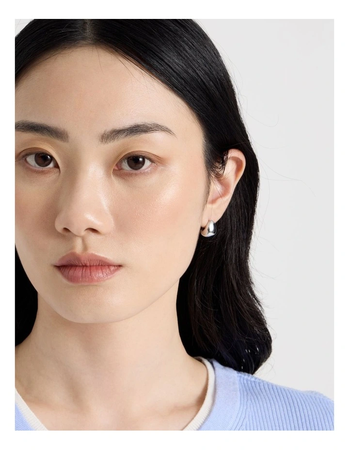 Teardrop Stud Earrings in Silver image 4