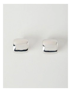 Curved Stud Earrings in Silver