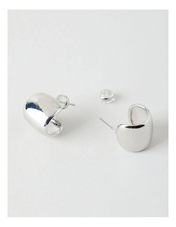 Curved Stud Earrings in Silver image 3