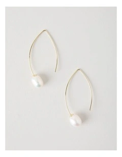 Gold and Pearl Hook Earrings