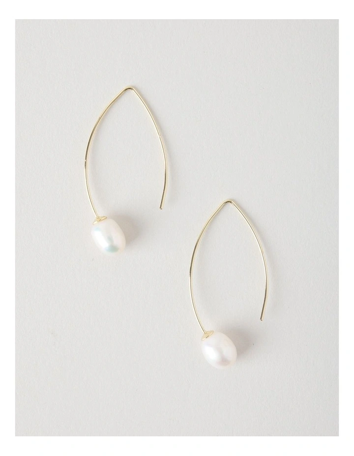 Gold and Pearl Hook Earrings image 1