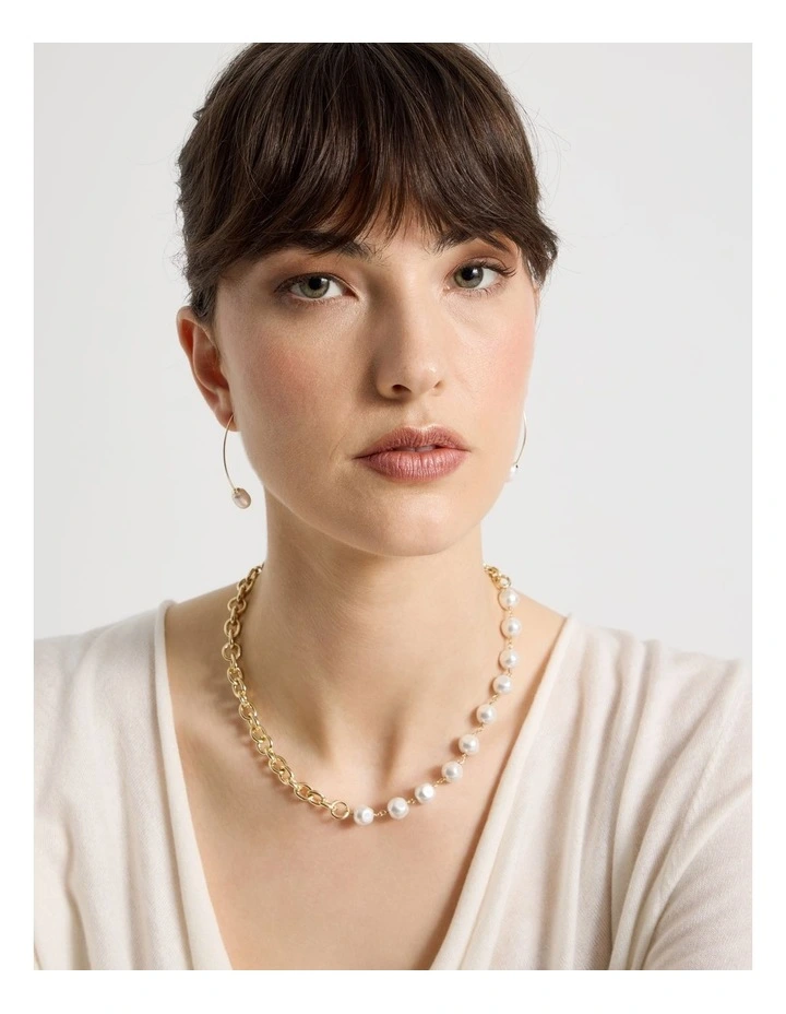 Gold and Pearl Hook Earrings image 2