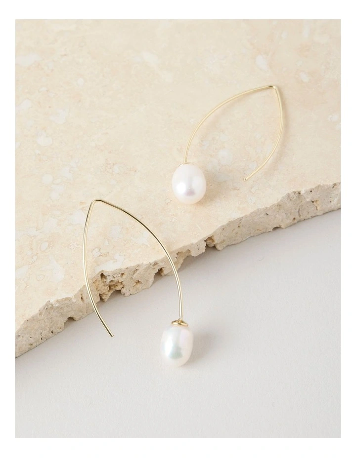 Gold and Pearl Hook Earrings image 3