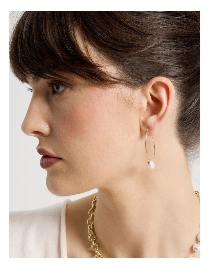 Gold and Pearl Hook Earrings image 4