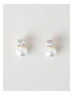 Pearl and Diamante Stud Earrings