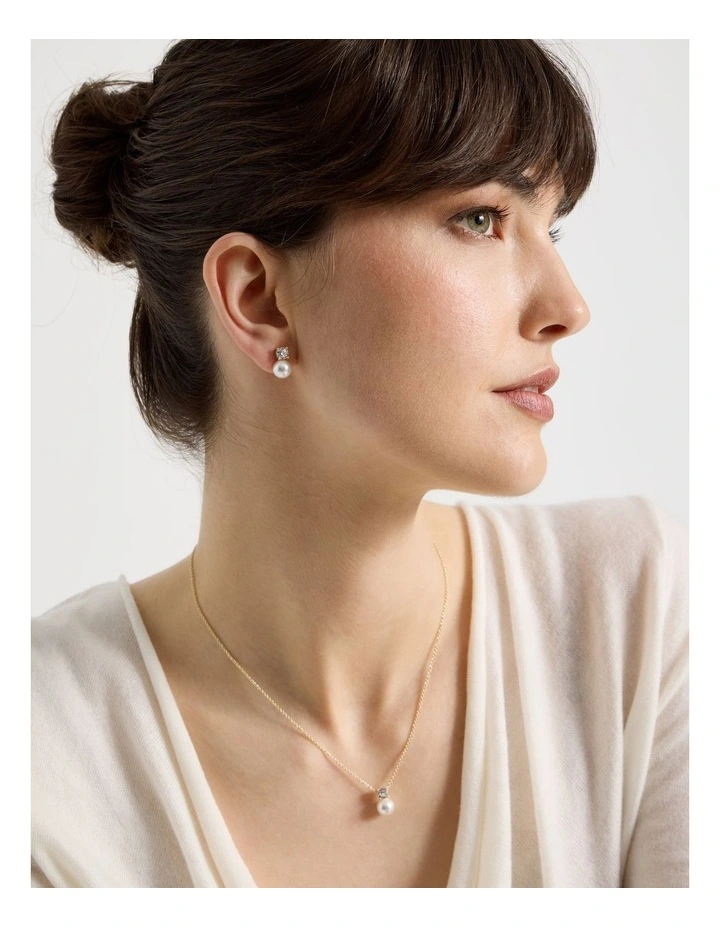 Pearl and Diamante Stud Earrings image 2