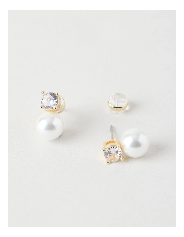 Pearl and Diamante Stud Earrings image 3