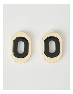 Black and Gold Cut Out Stud Earrings