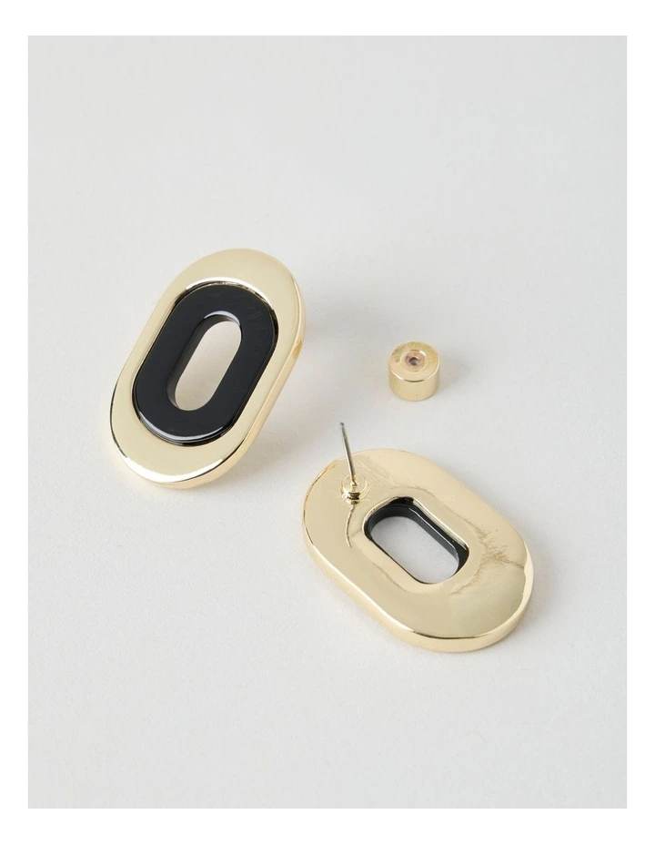 Black and Gold Cut Out Stud Earrings image 3