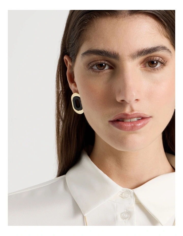 Black and Gold Cut Out Stud Earrings image 4