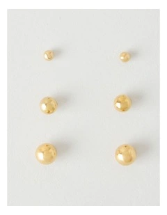 Waterproof Stud Earring Set in Gold