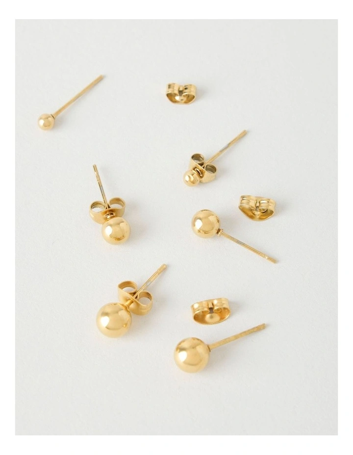 Waterproof Stud Earring Set in Gold image 3