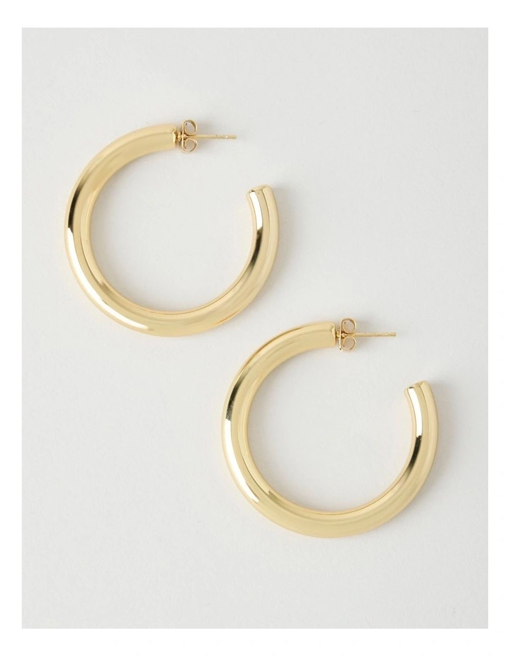 Waterproof Hoop Earrings in Gold 40mm image 1