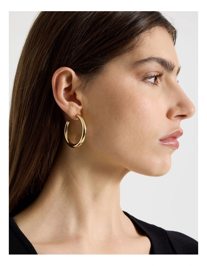 Waterproof Hoop Earrings in Gold 40mm image 2