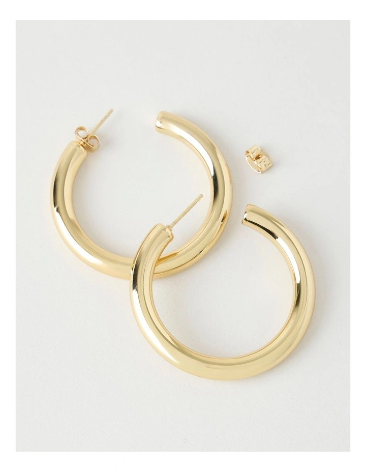 Waterproof Hoop Earrings in Gold 40mm image 3