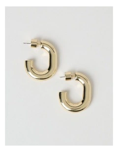 Waterproof Oval Shaped Hoops in Gold