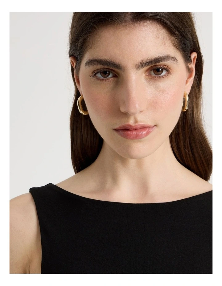 Waterproof Oval Shaped Hoops in Gold image 2