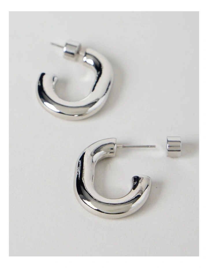 Waterproof Oval Shaped Hoop in Silver image 3