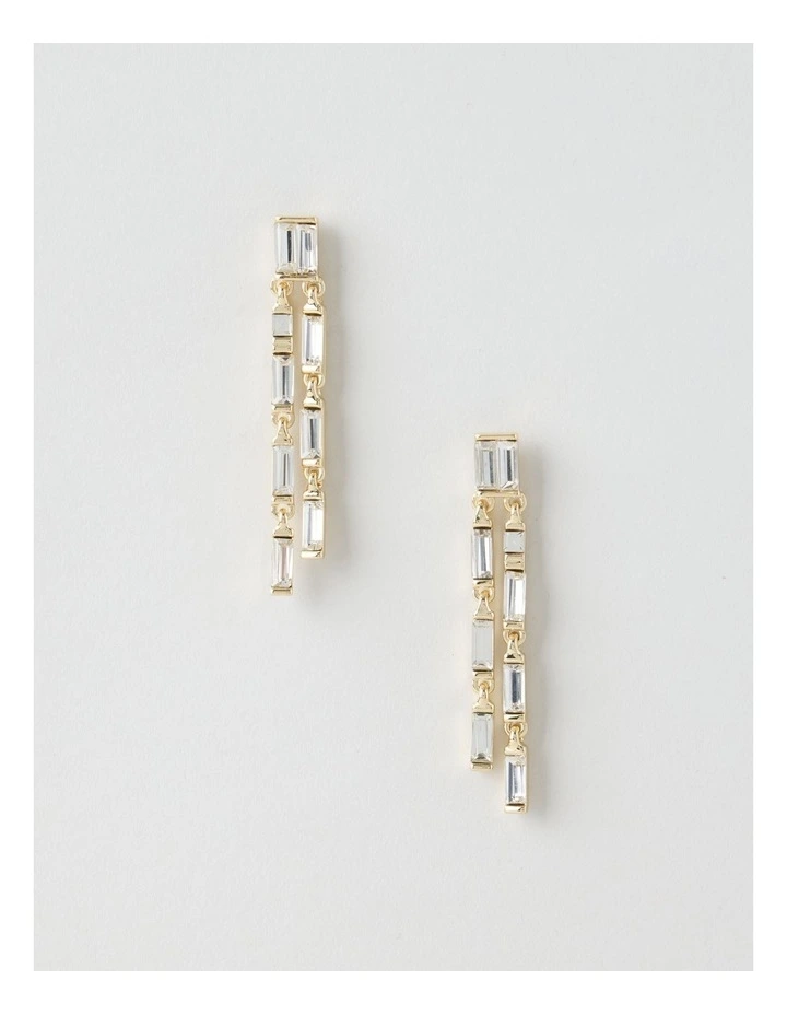 Diamante and Chain Earrings in Gold image 1