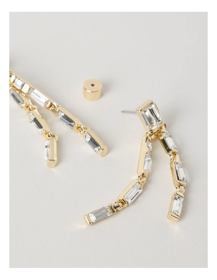 Diamante and Chain Earrings in Gold image 2
