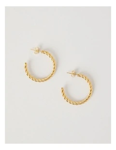 Waterproof Twist Hoop Earring in Gold