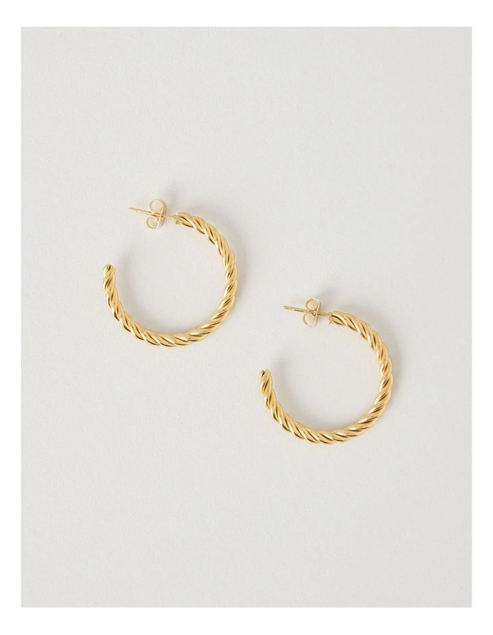 Waterproof Twist Hoop Earring in Gold image 1