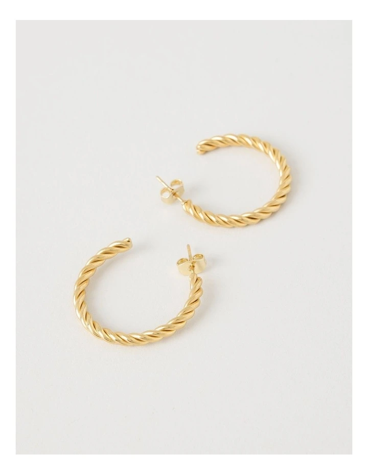 Waterproof Twist Hoop Earring in Gold image 3