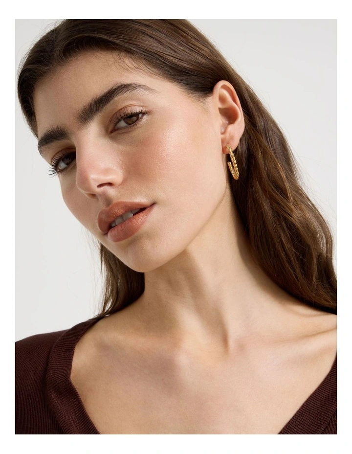 Waterproof Twist Hoop Earring in Gold image 4