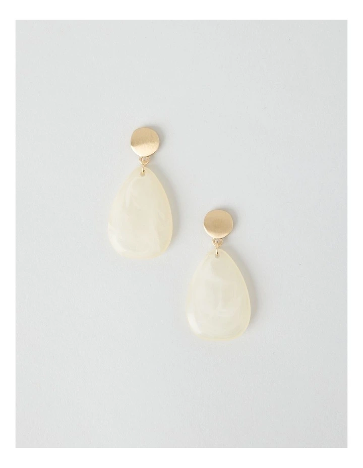 Smooth Resin Drop Earrings in Gold image 1