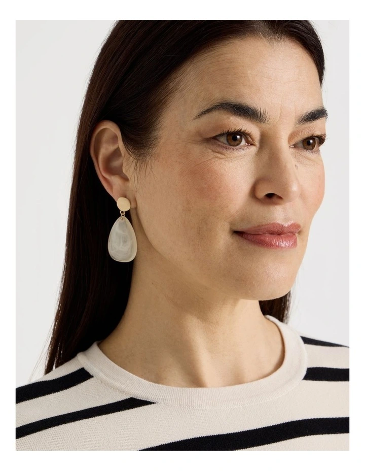Smooth Resin Drop Earrings in Gold image 2