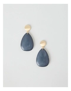 Smooth Resin Drop Earring in Blue