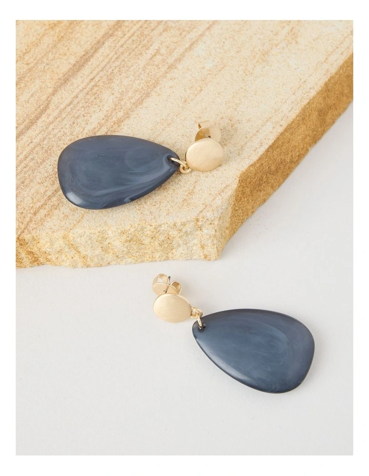 Smooth Resin Drop Earring in Blue image 3