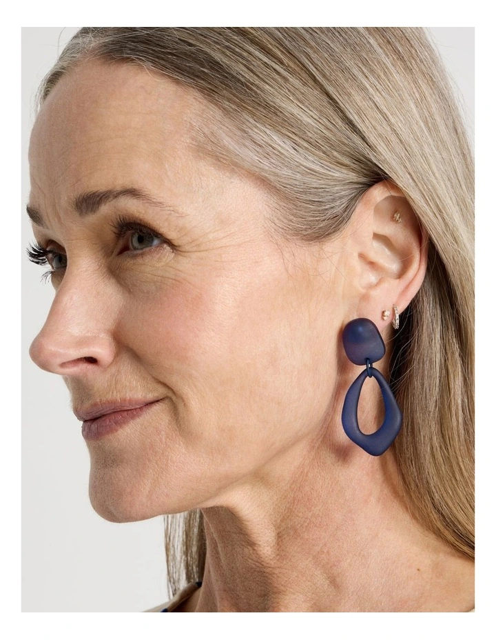 Organic Drop Earrings in Navy image 1