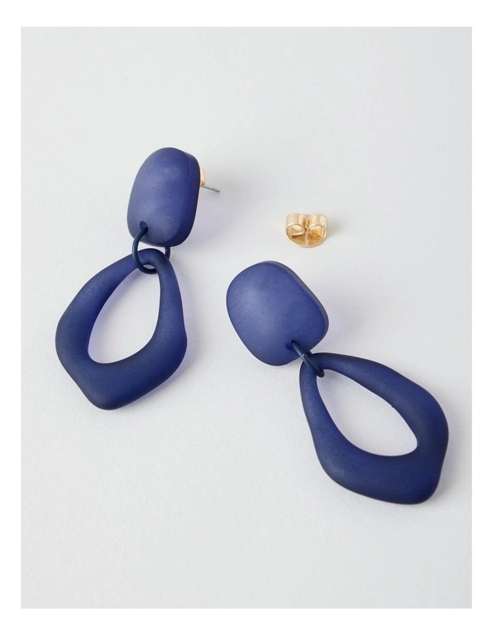 Organic Drop Earrings in Navy image 3