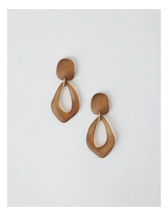 Organic Drop Earrings in Brown