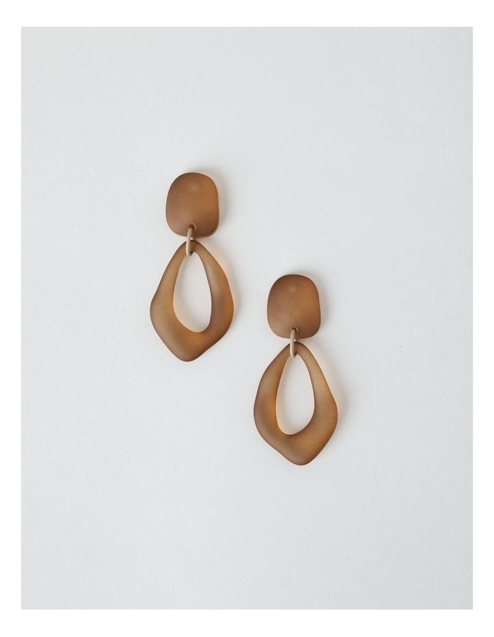 Organic Drop Earrings in Brown image 1