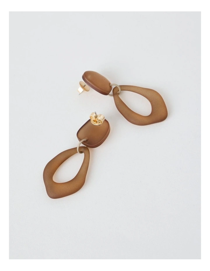 Organic Drop Earrings in Brown image 5