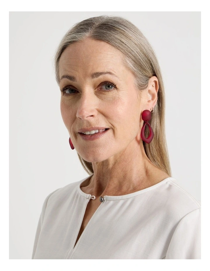 Organic Drop Earrings in Burgundy image 1
