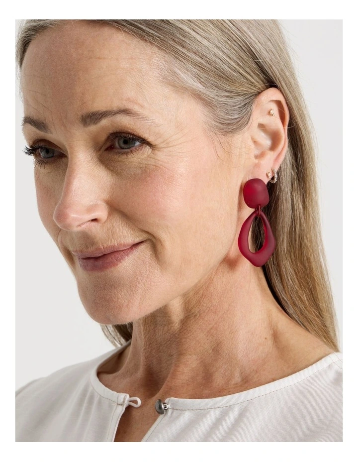 Organic Drop Earrings in Burgundy image 2