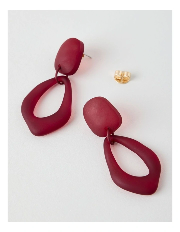 Organic Drop Earrings in Burgundy image 3