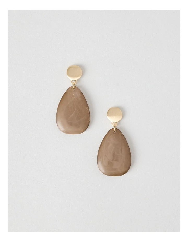 Smooth Resin Drop Earrings in Tannin image 1