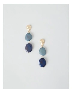 Stone and Gold Drop Earrings in Navy