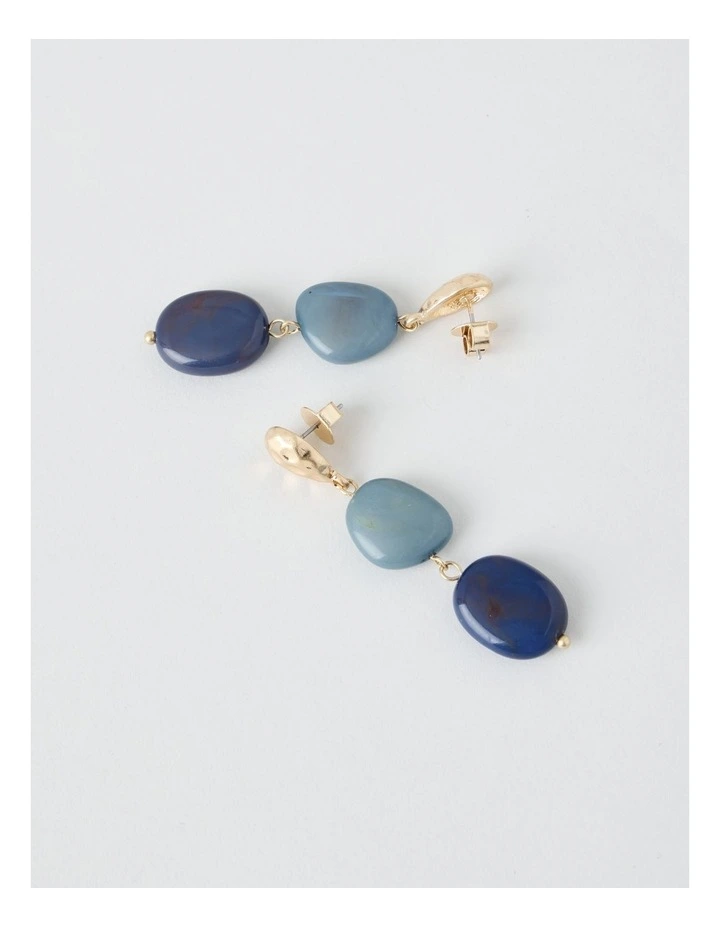 Stone and Gold Drop Earrings in Navy image 5