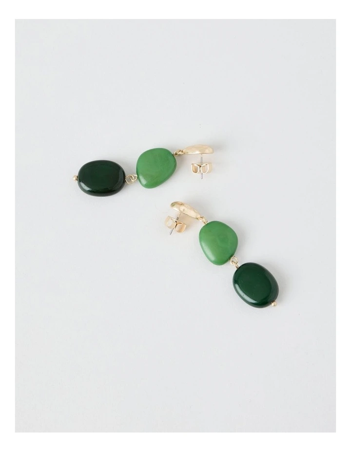 Stone and Gold Drop Earrings in Green image 5