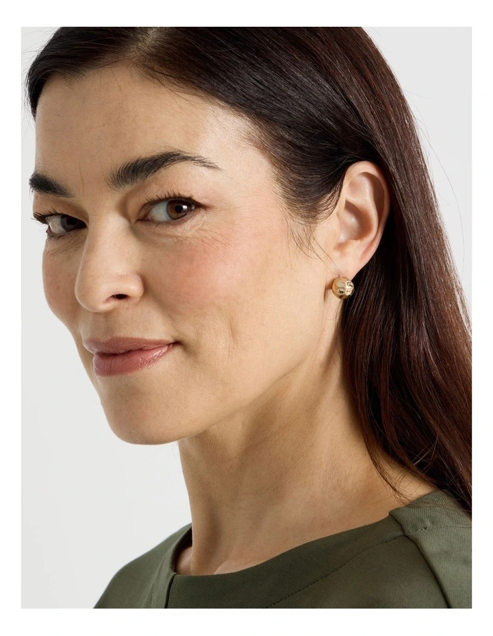 Hammered Stud Earrings in Gold image 2