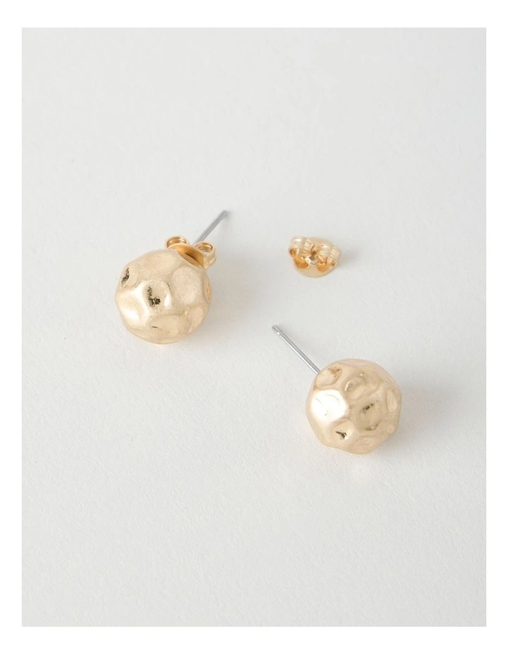 Hammered Stud Earrings in Gold image 2